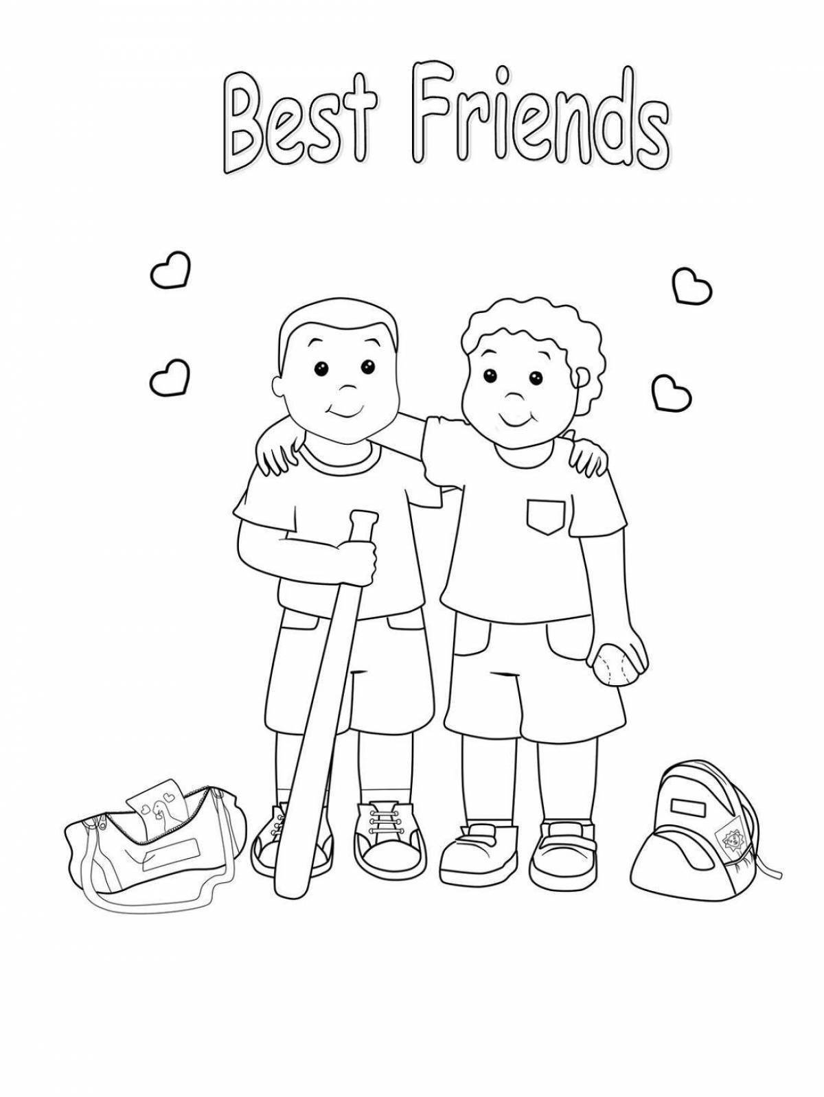 Amusing coloring of friends for children