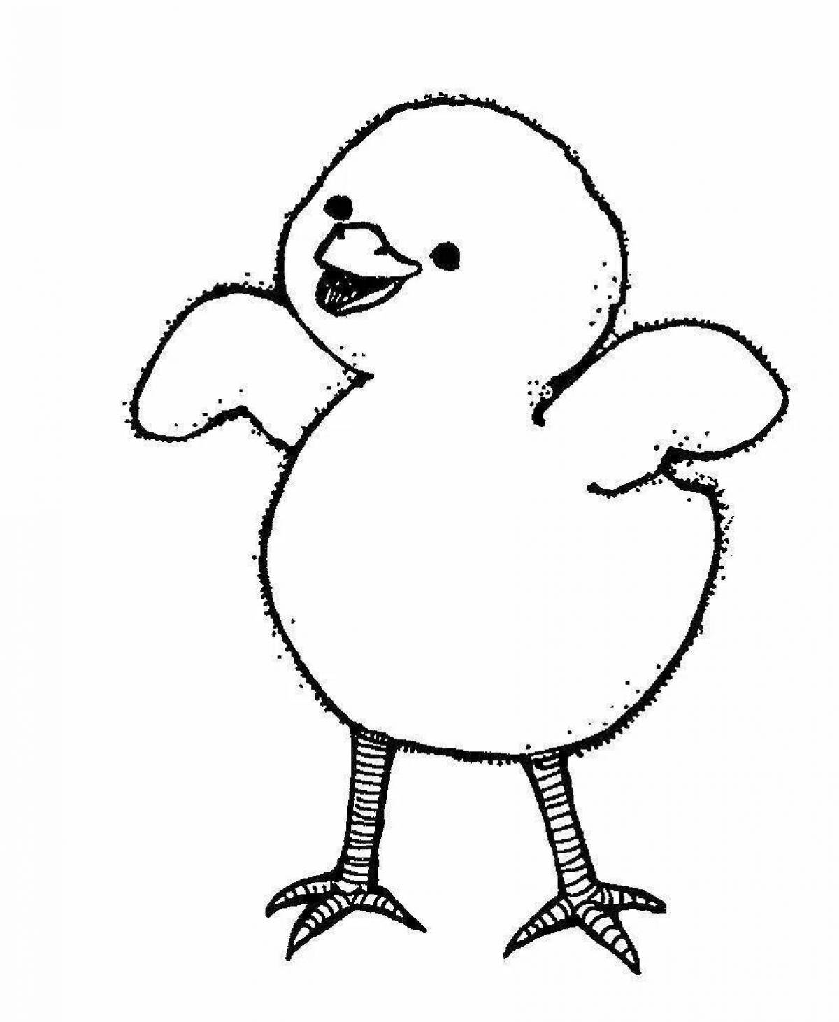 Coloring page fluttering chick