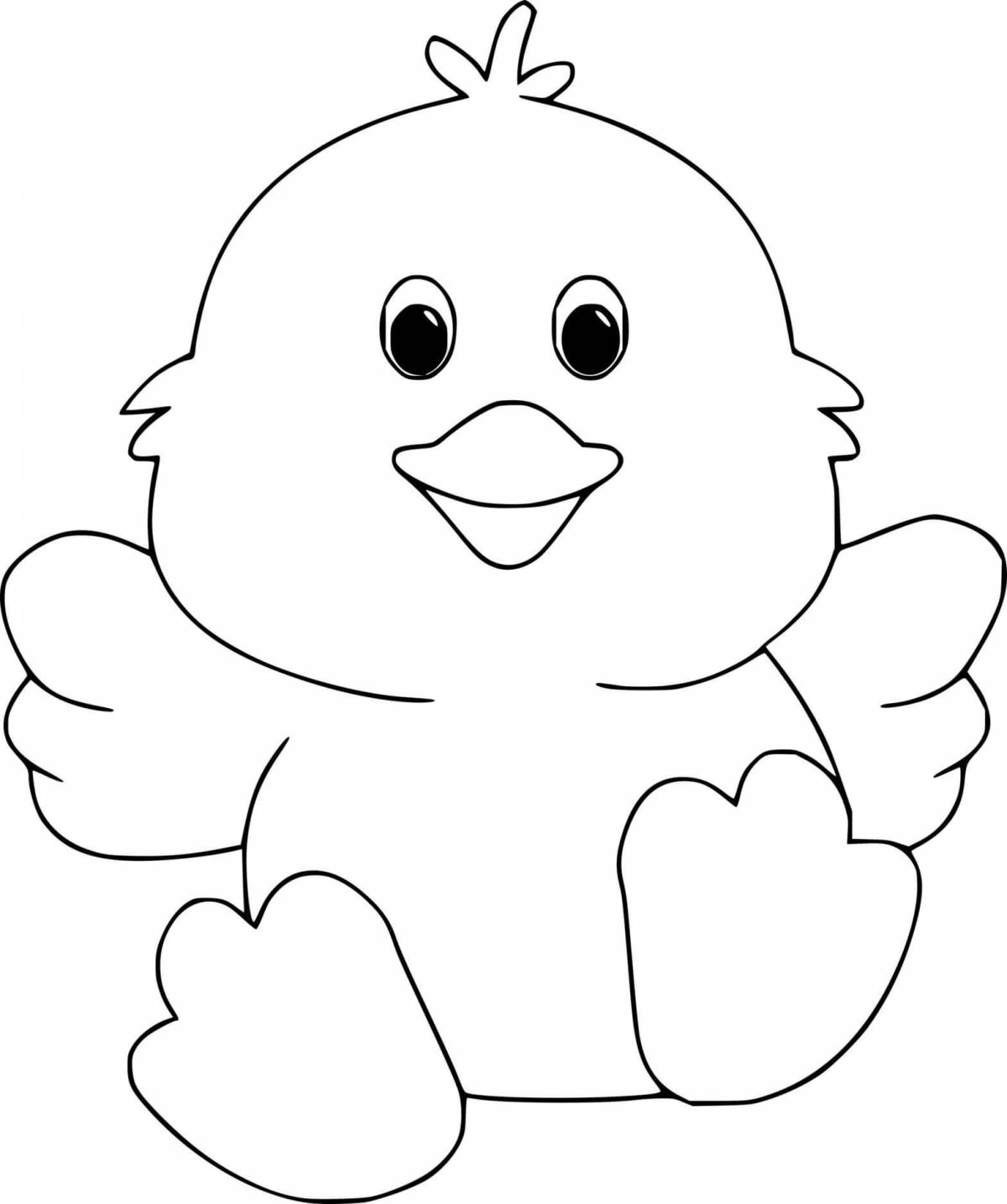 Fluffy chick coloring page