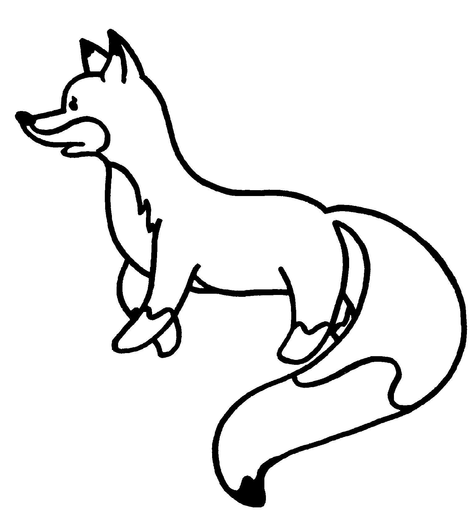 Coloured fox coloring for children