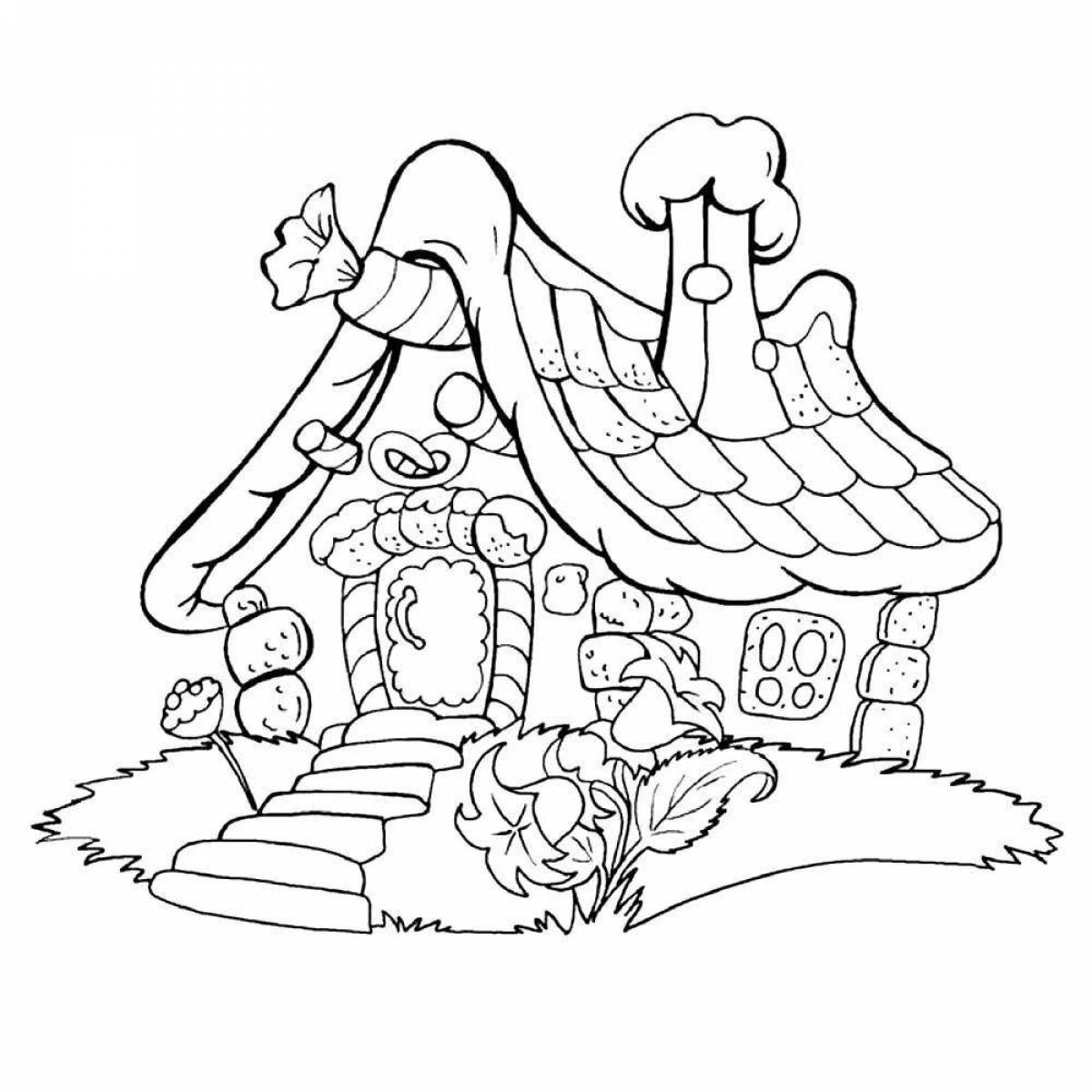 Cute hut coloring for kids