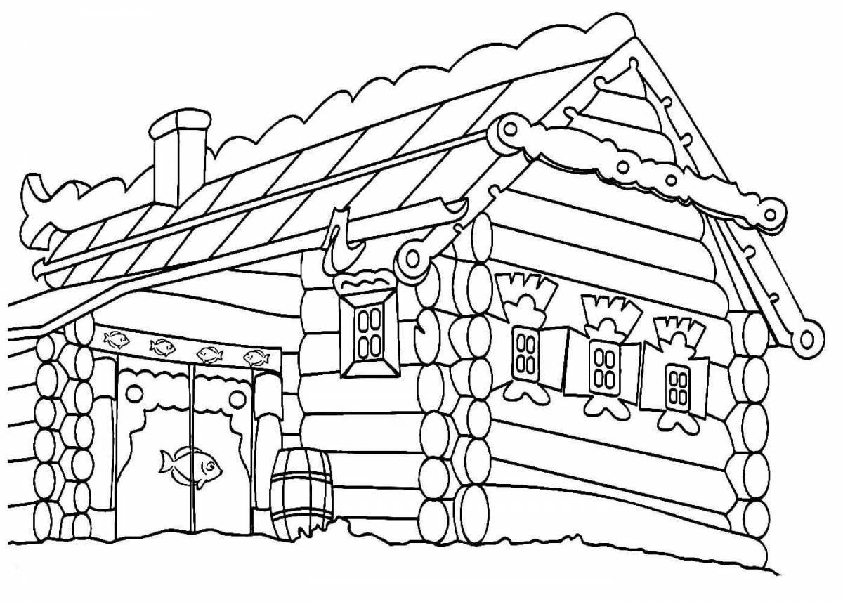 Fancy hut coloring for kids