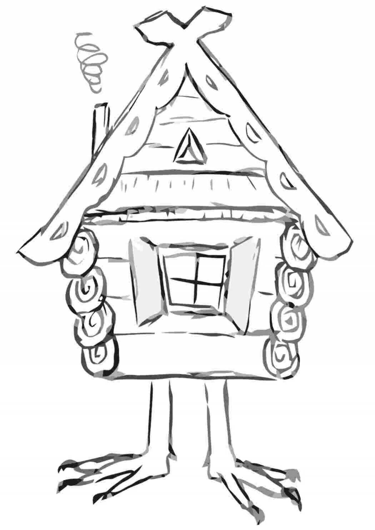 Coloring page friendly hut for kids