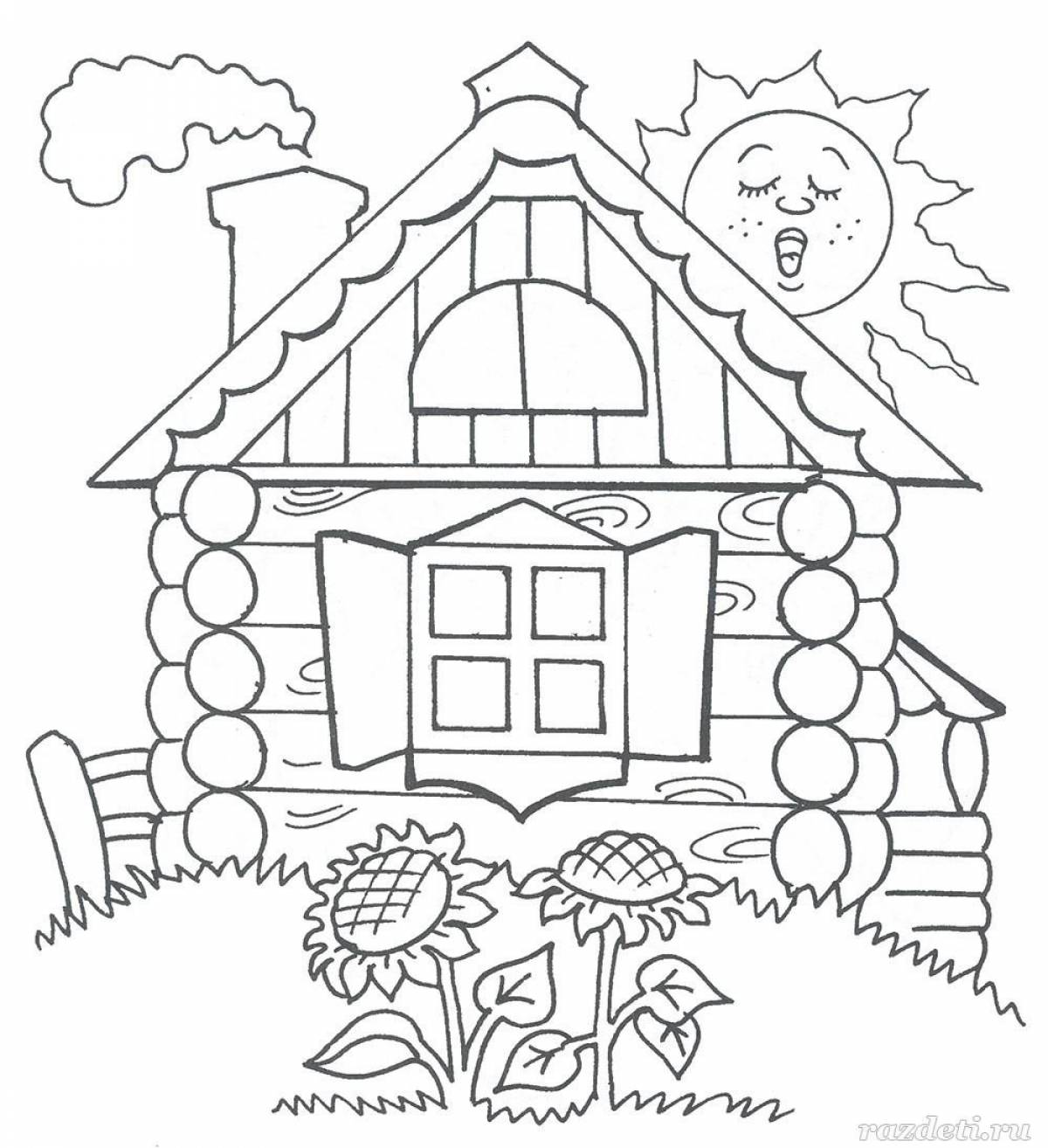 Attractive hut coloring book for kids