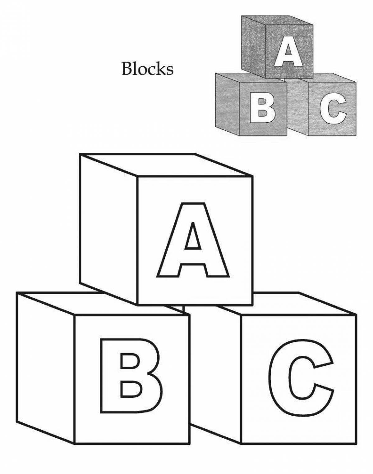 Blocks with colored splashes coloring book for children
