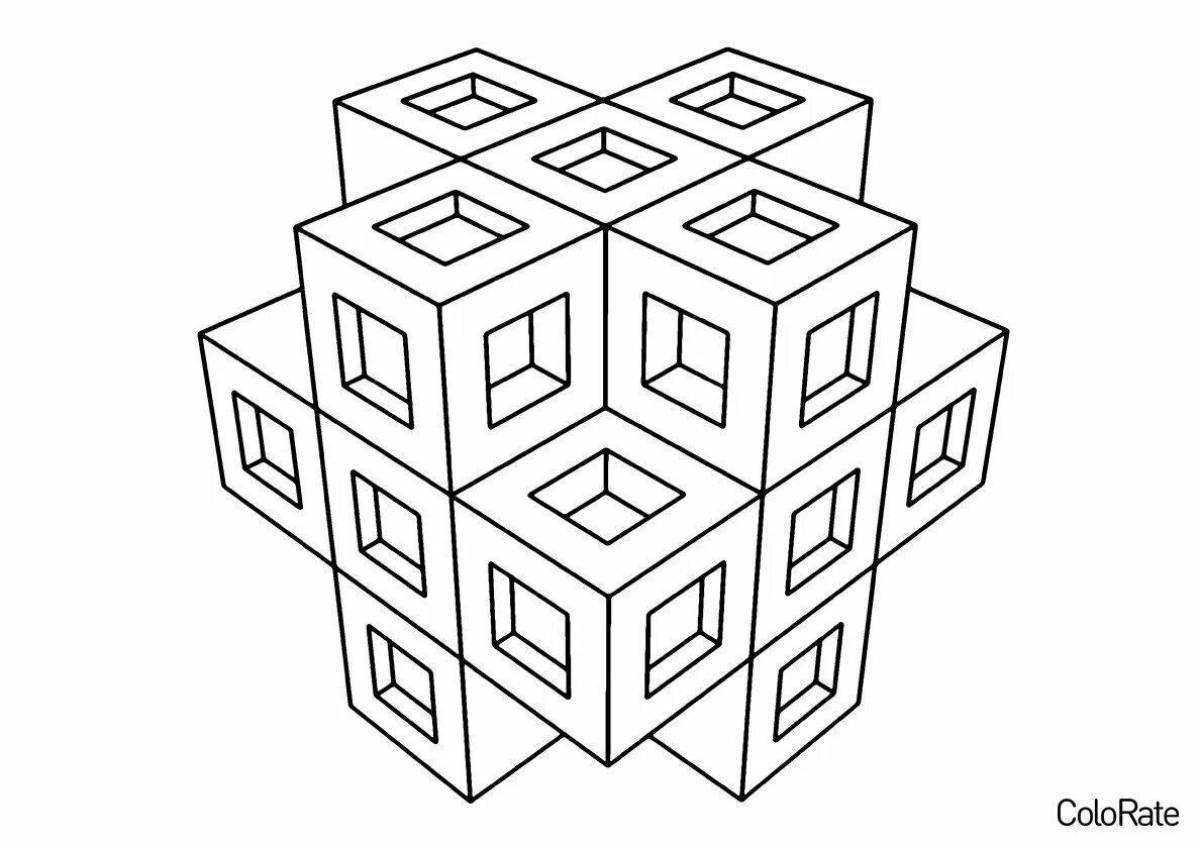 Exploding cubes coloring pages for kids