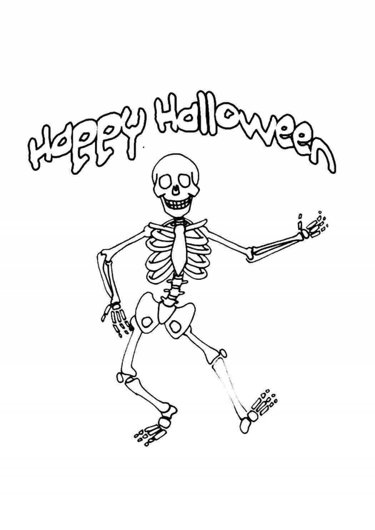 Раскраски на Хэллоуин скелет