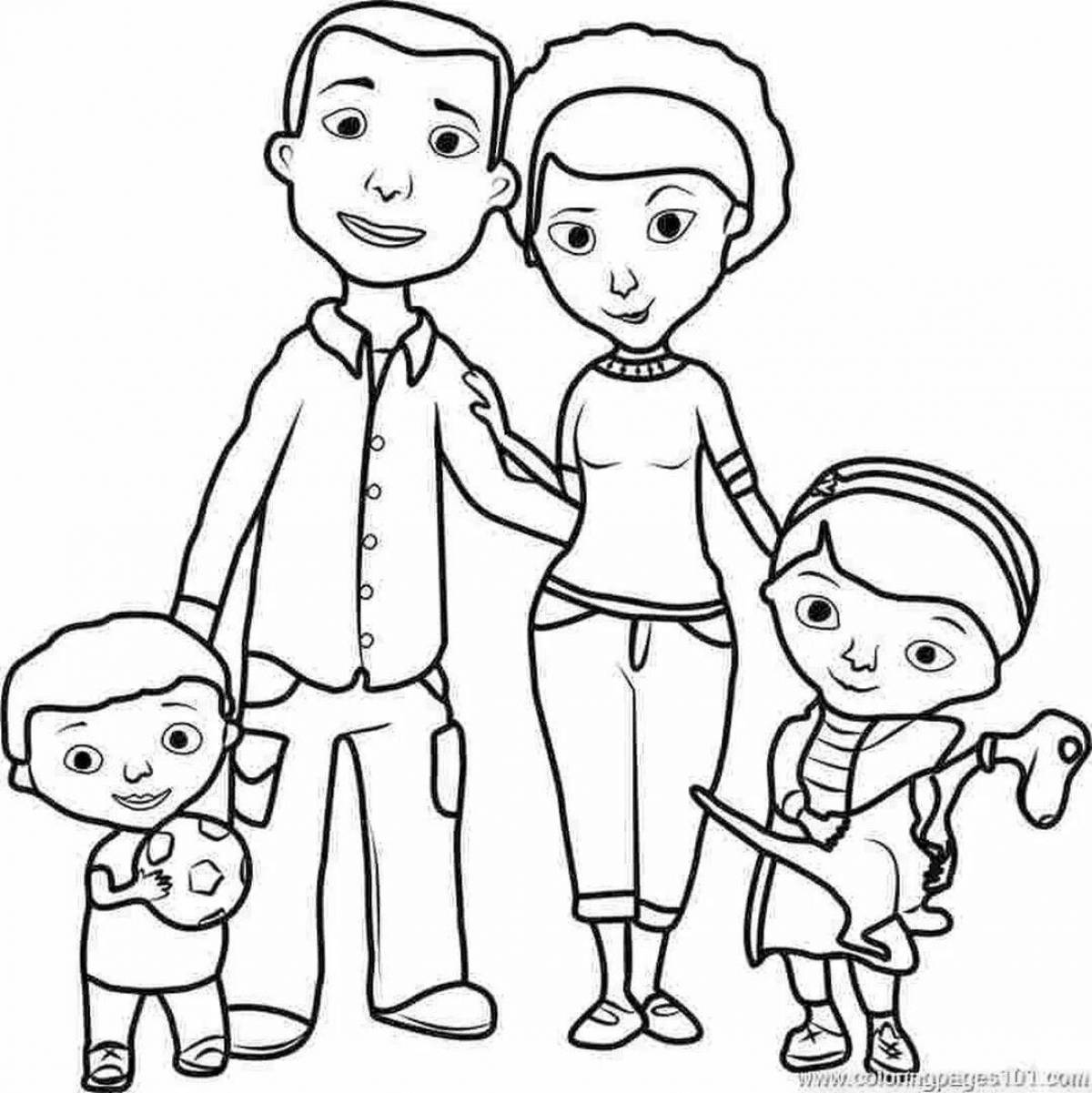 Раскраска семья для малышей