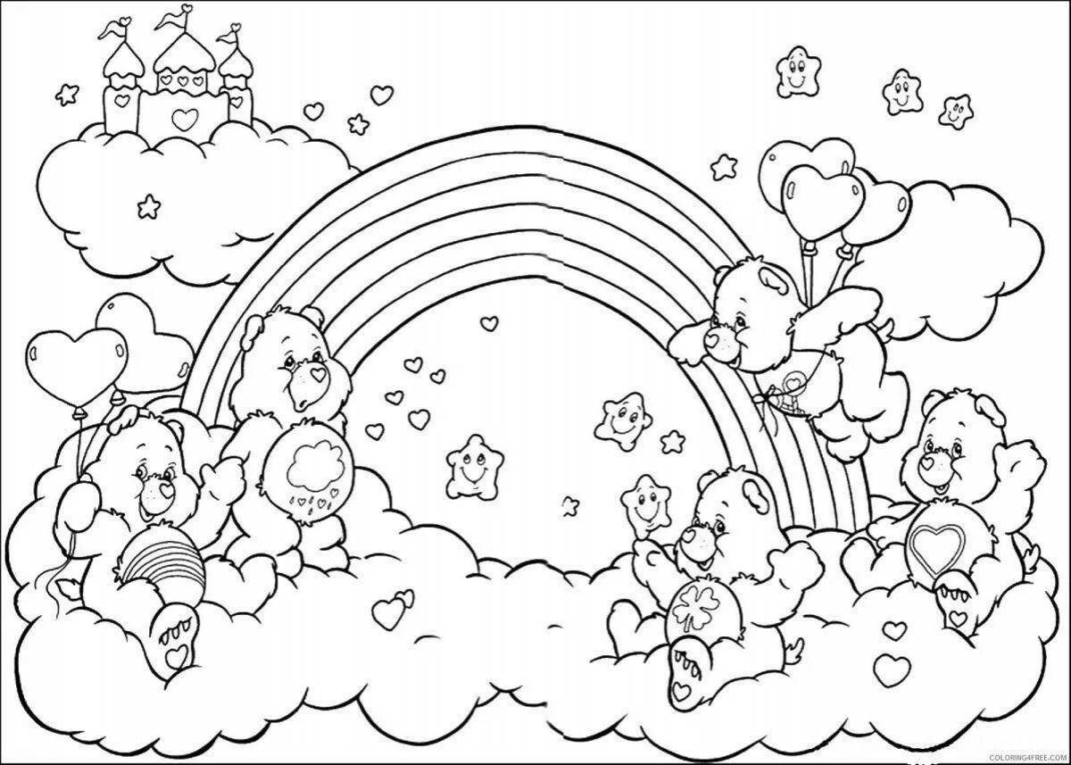 Joyful rainbow coloring book for girls