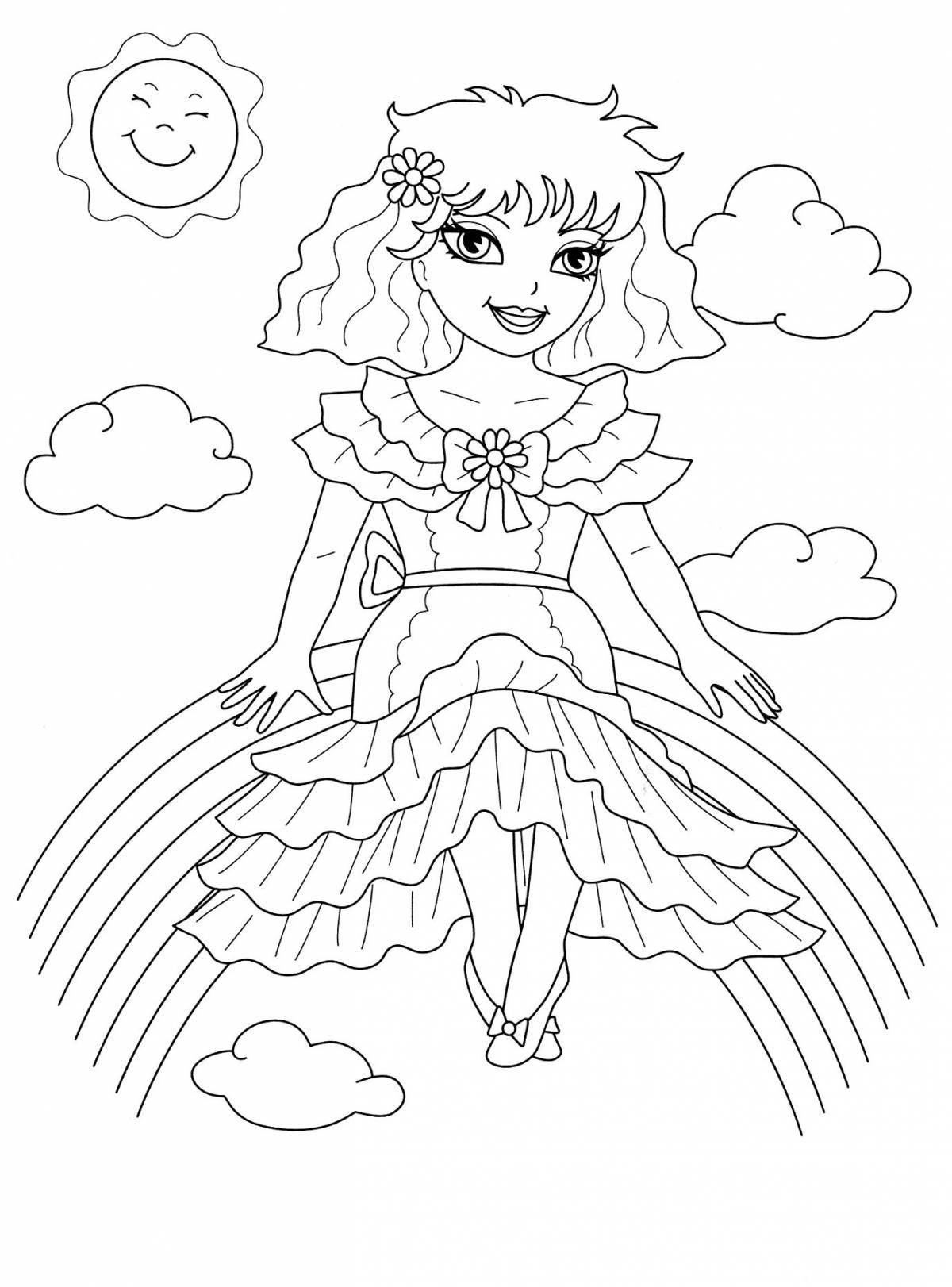 Exciting rainbow coloring book for girls