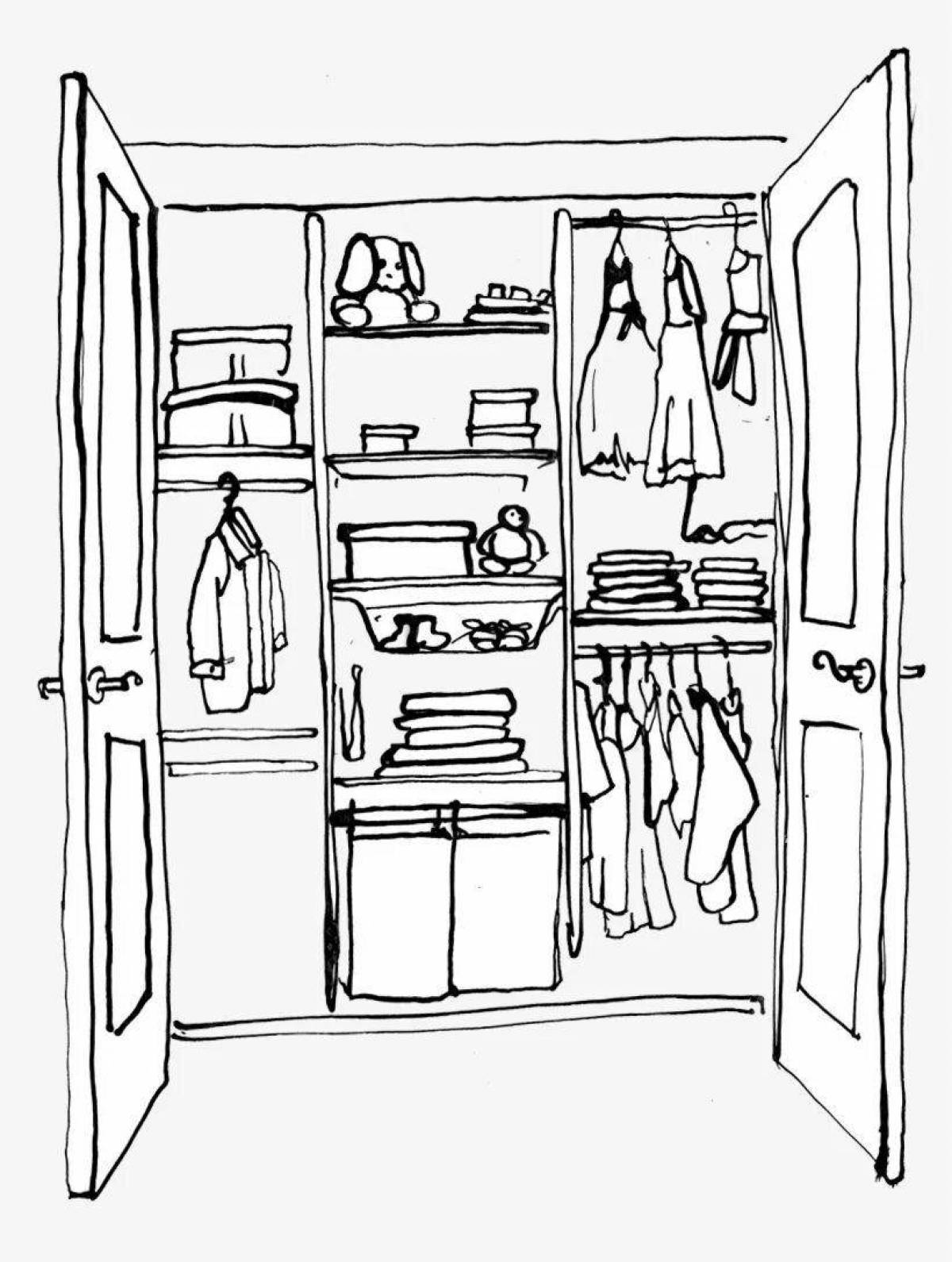 Colourful wardrobe coloring page