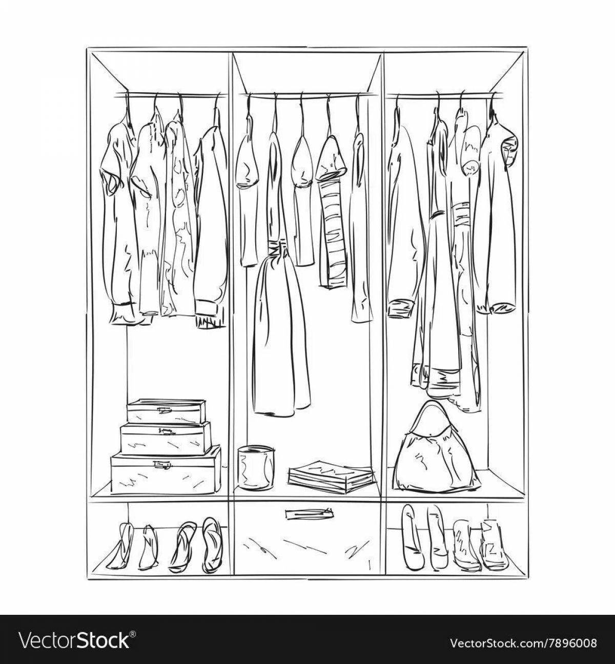 Coloring book beautiful wardrobe