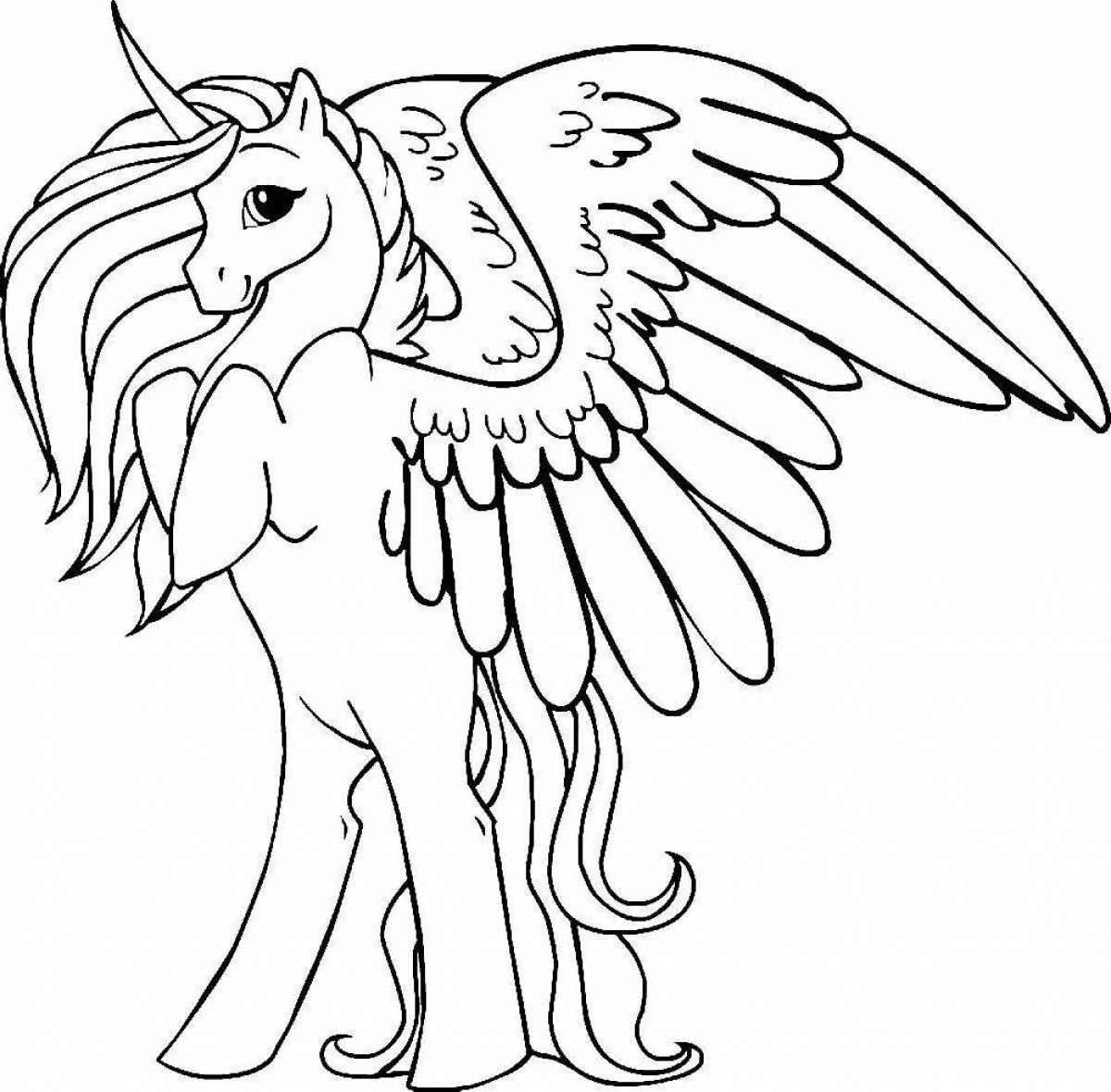 Beautiful Pegasus coloring book for kids
