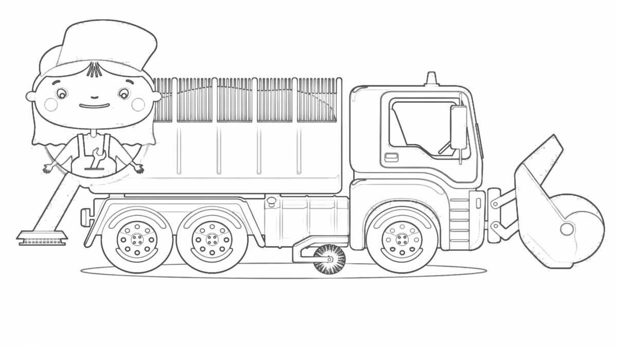 Colorful snow blower coloring page for kids