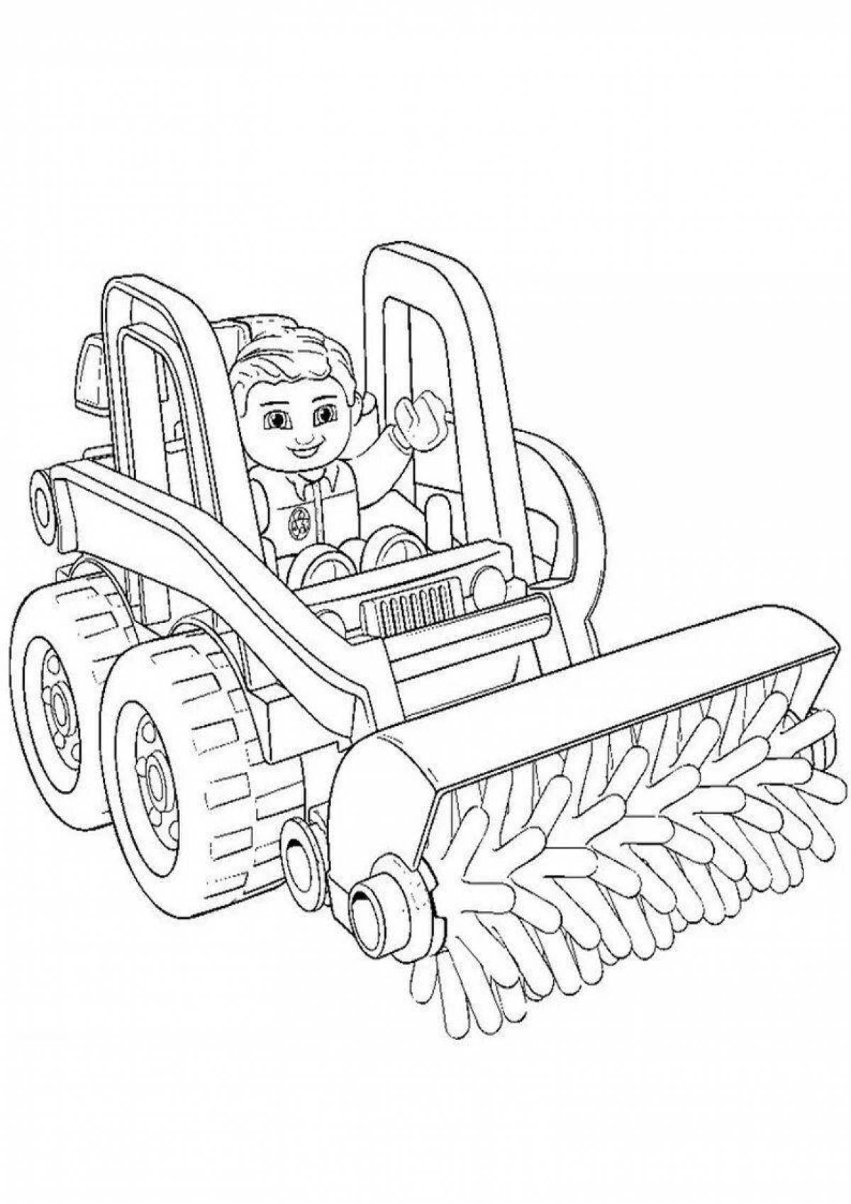 Amazing snowplow coloring page for kids