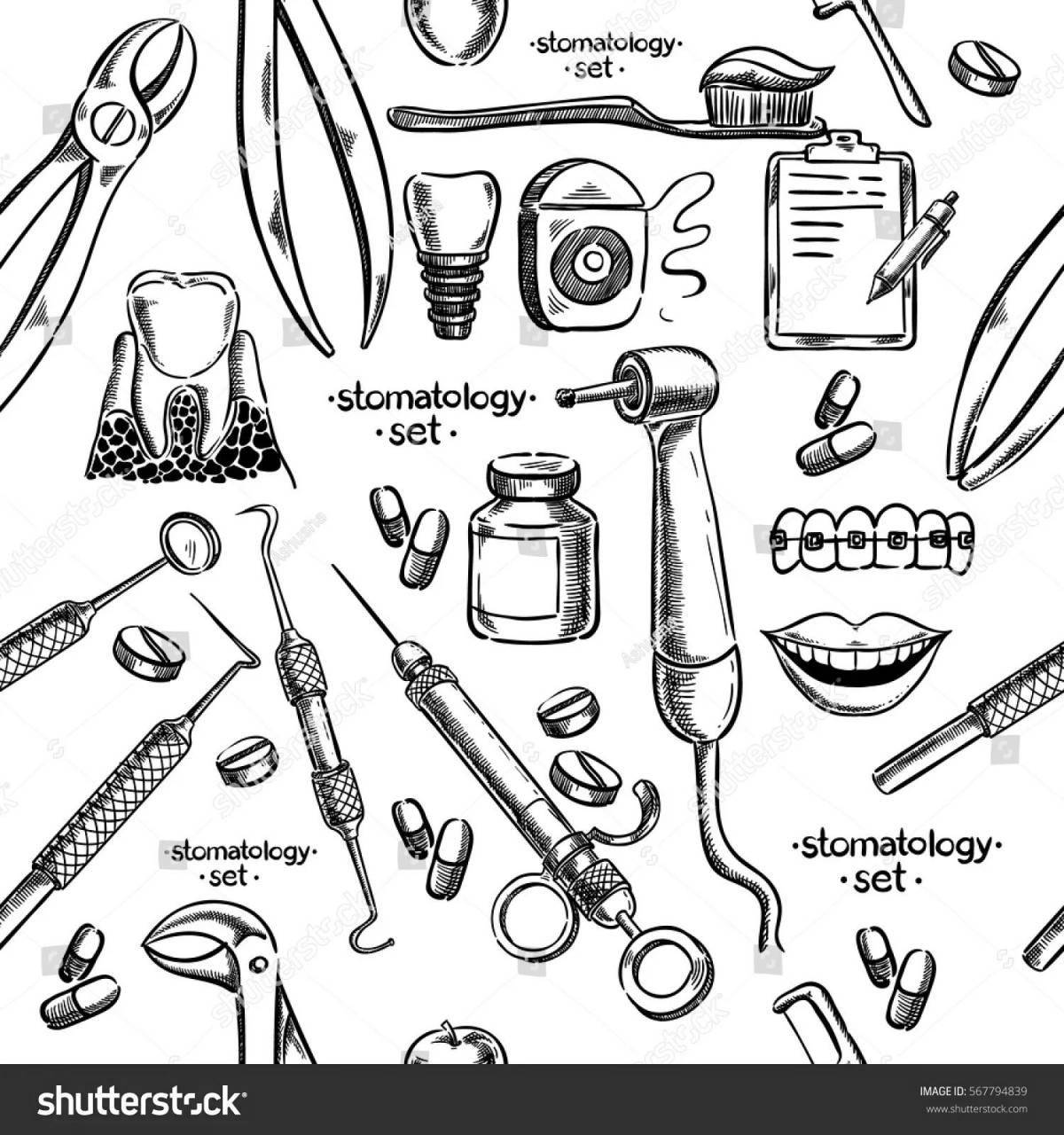 Inspirational coloring pages for medical instruments