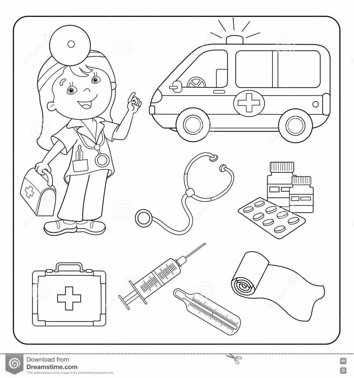 Coloring book outstanding medical instruments
