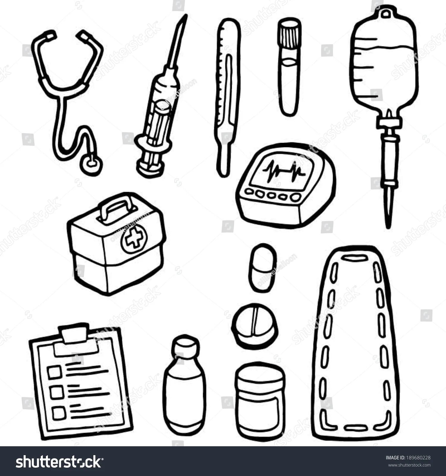 Coloring book unforgettable medical instruments