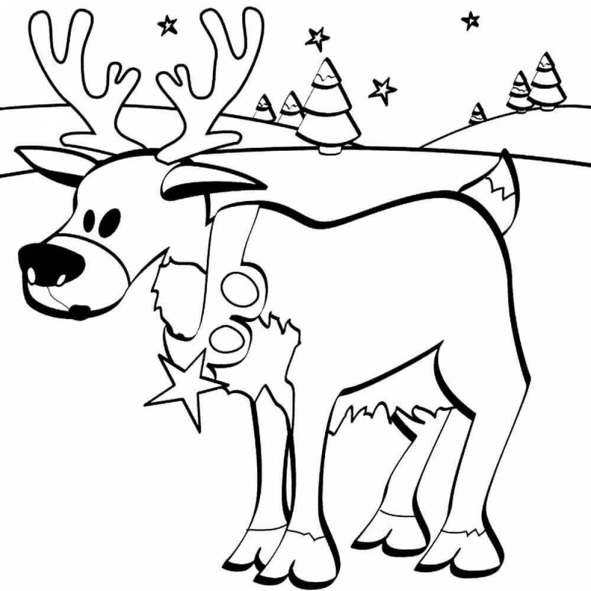 Christmas deer holiday coloring book for kids