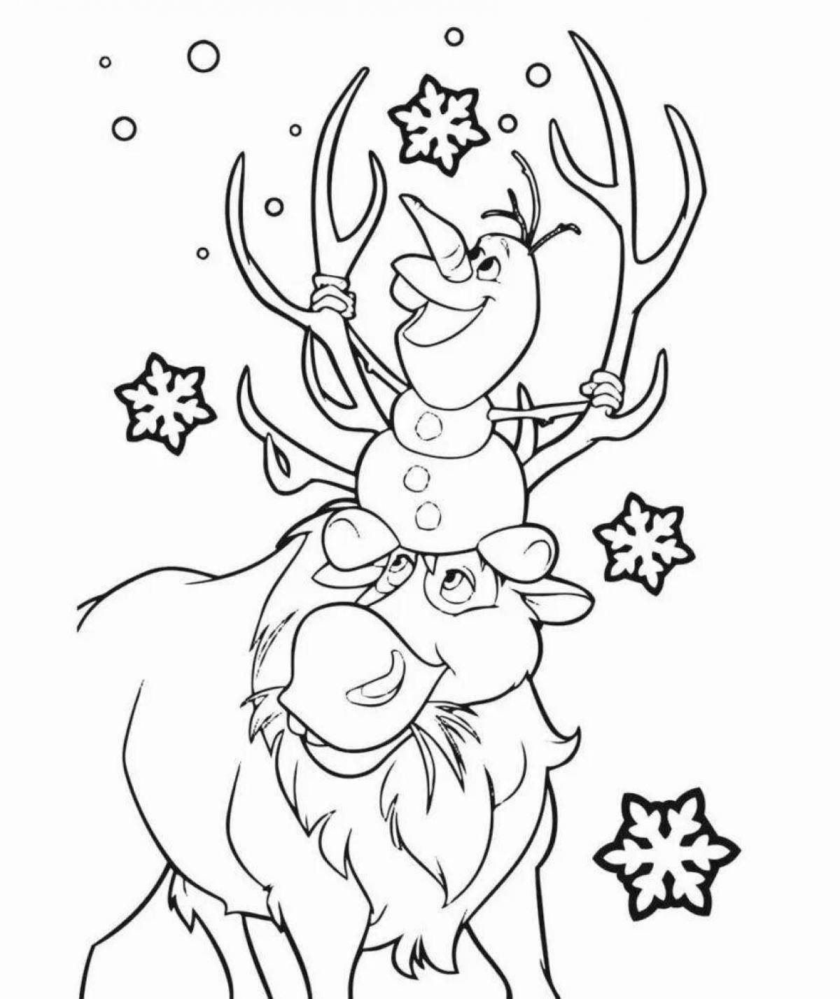 Great Christmas reindeer coloring book for kids