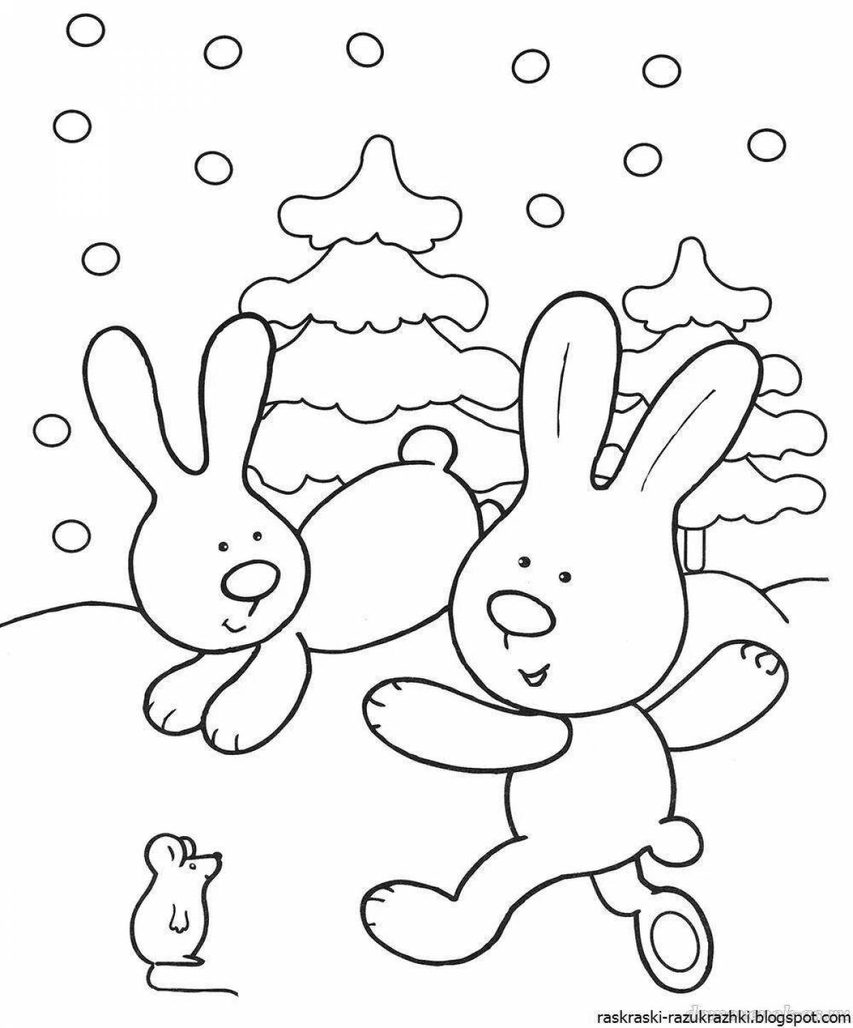 Раскраска праздничный новогодний кролик