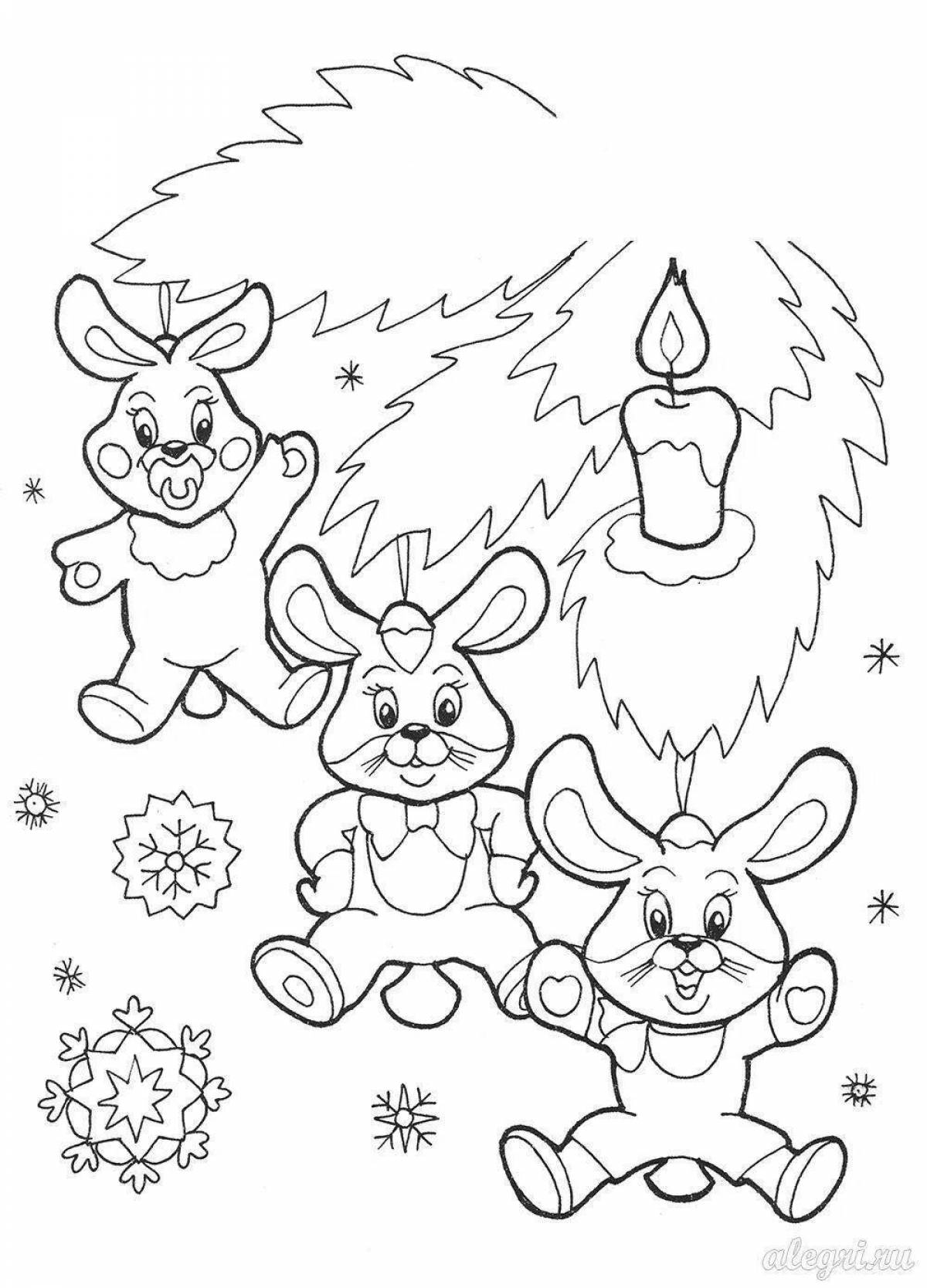 Веселая раскраска «новогодний кролик»