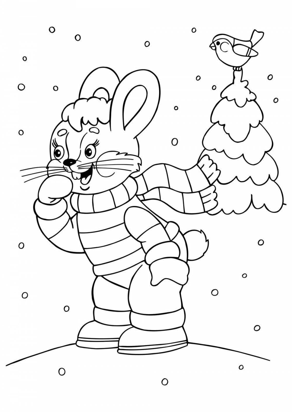 Анимированная раскраска «новогодний кролик»