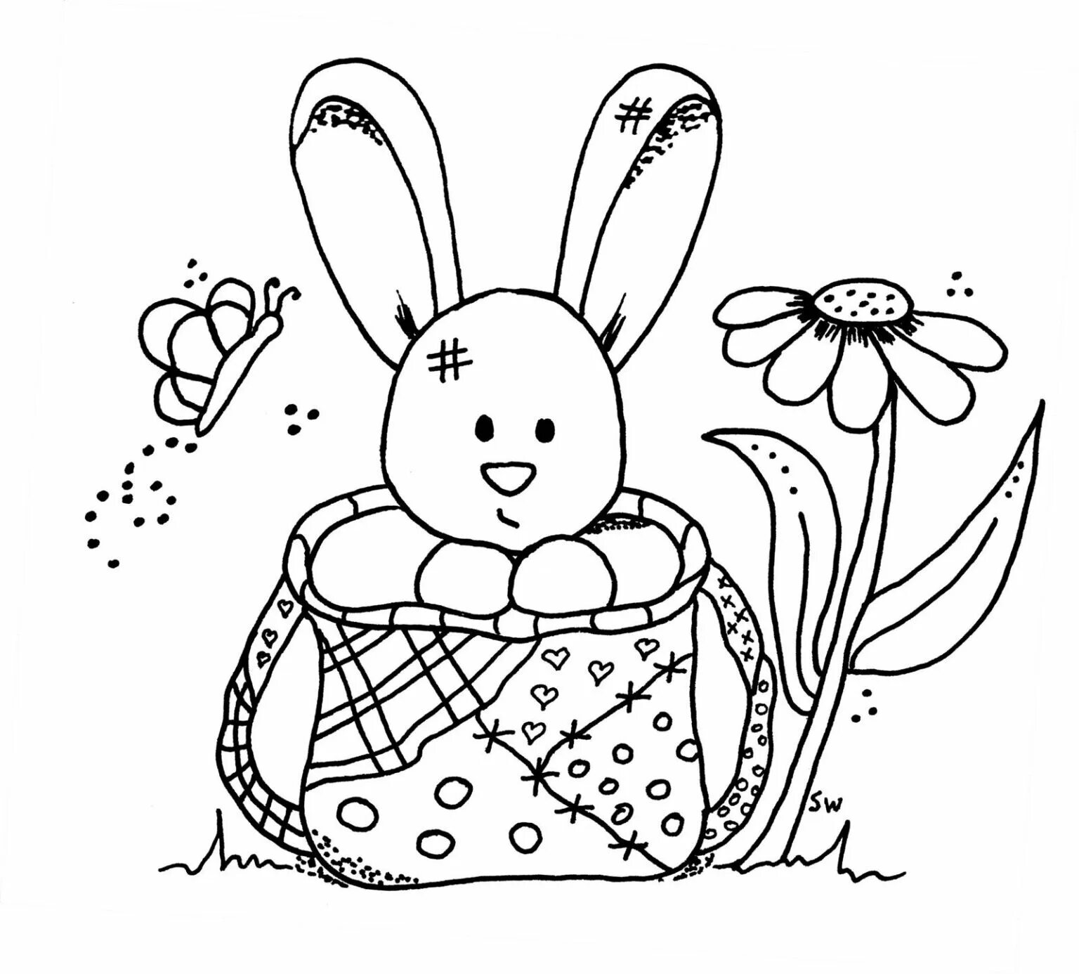 Happy new year bunny coloring page