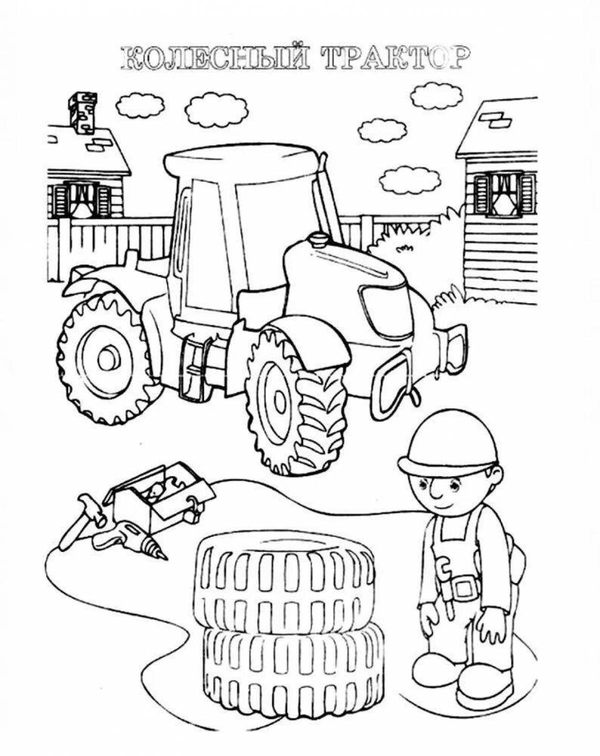 Funny construction machinery coloring page