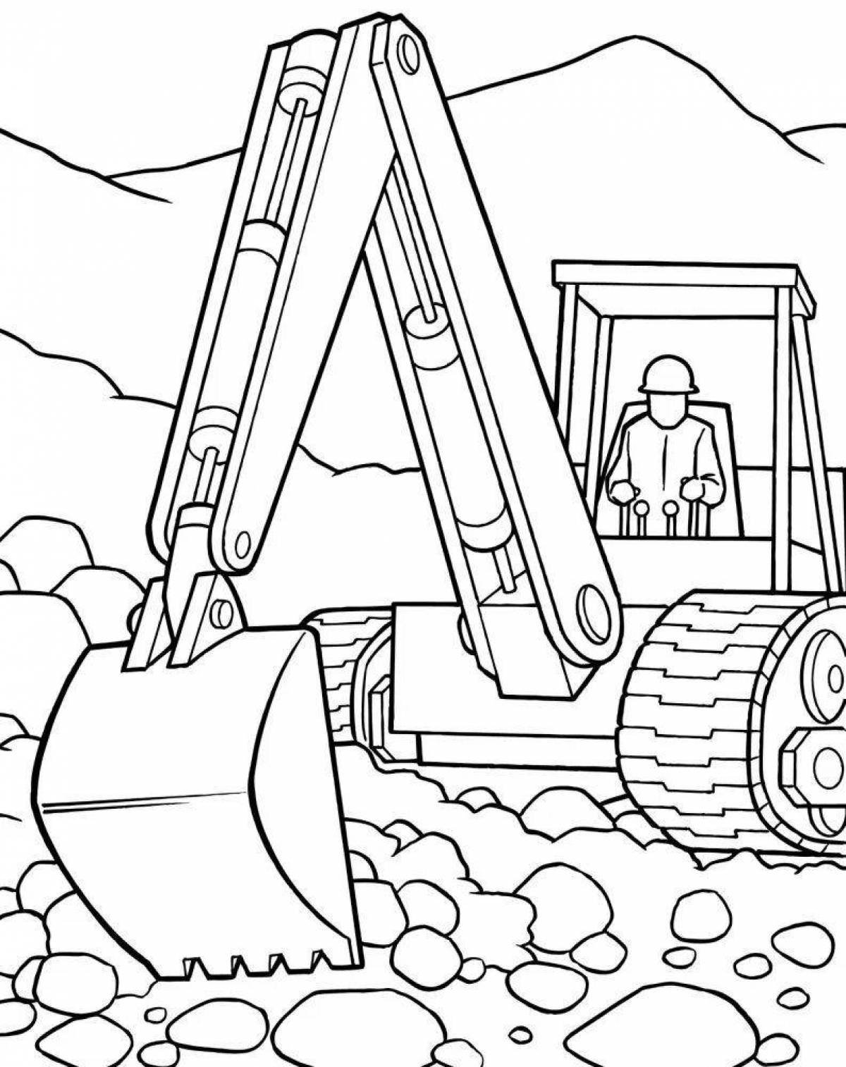 Fun coloring of construction vehicles