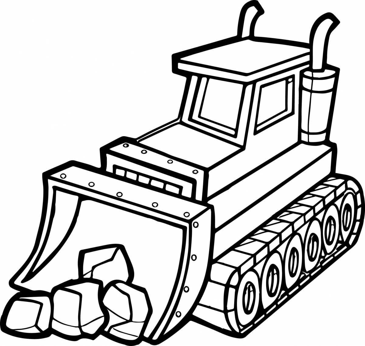 Cute construction machinery coloring page