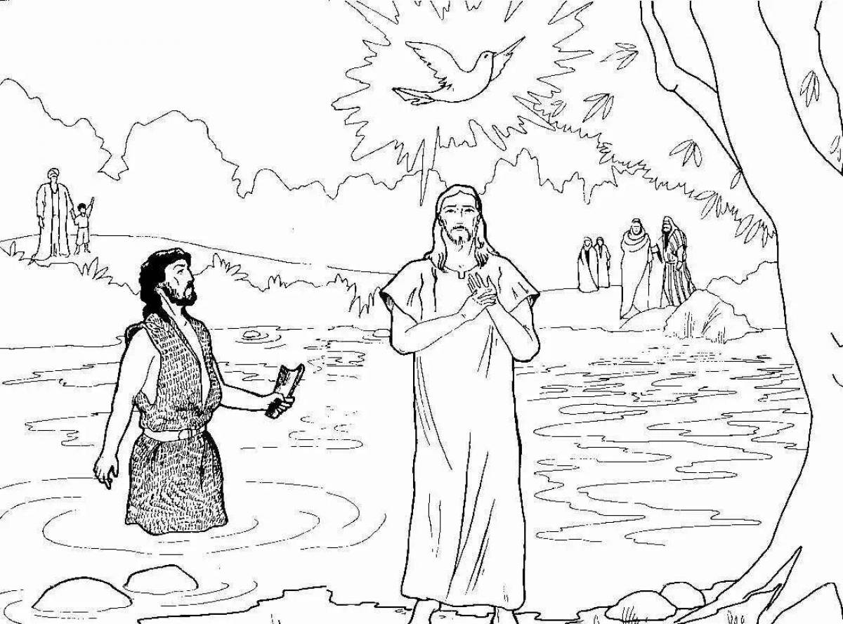 Inspirational coloring book baptism of Rus' for kids