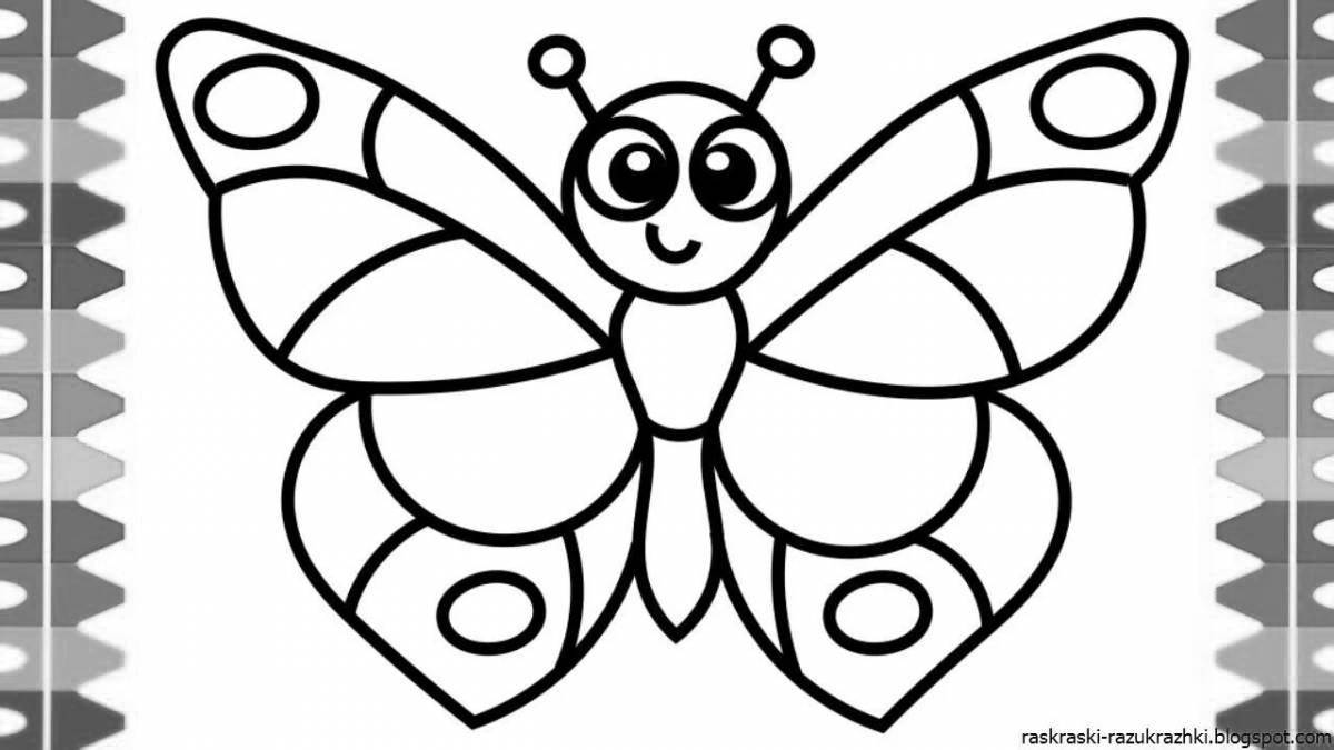 Coloring book shining butterfly for kids