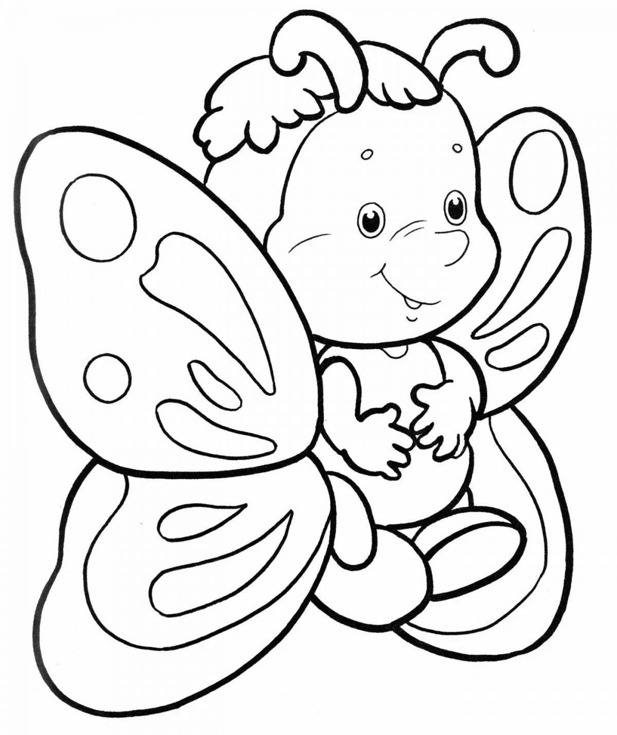 Оживленная бабочка-раскраска для детей