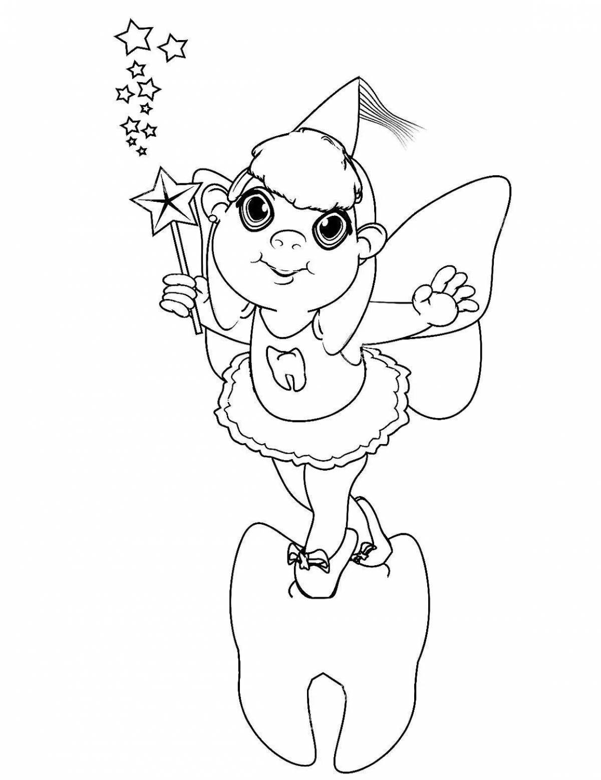 Fairy tooth fairy coloring book for kids