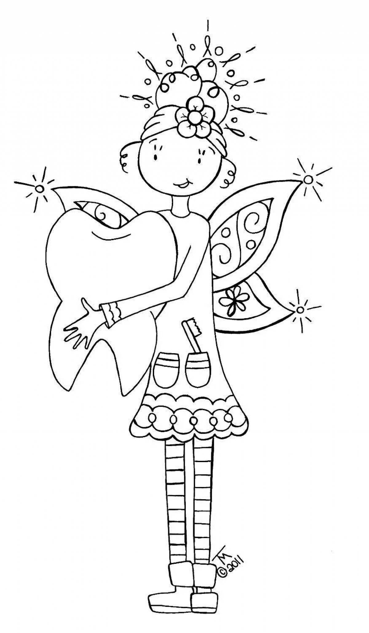 Fun fairy tooth coloring book for kids