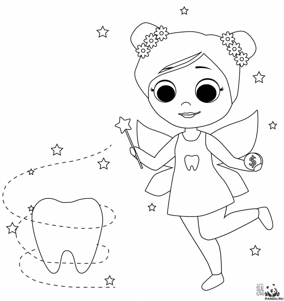 Beautiful fairy tooth coloring book for kids