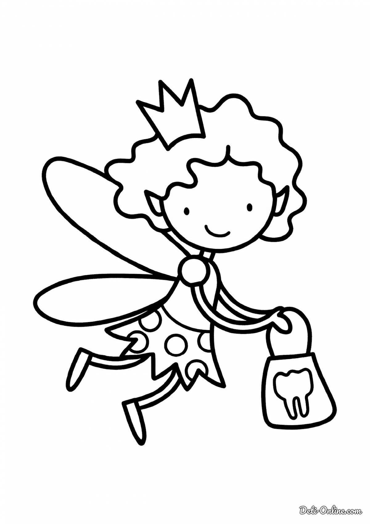 Fun coloring fairy tooth for kids