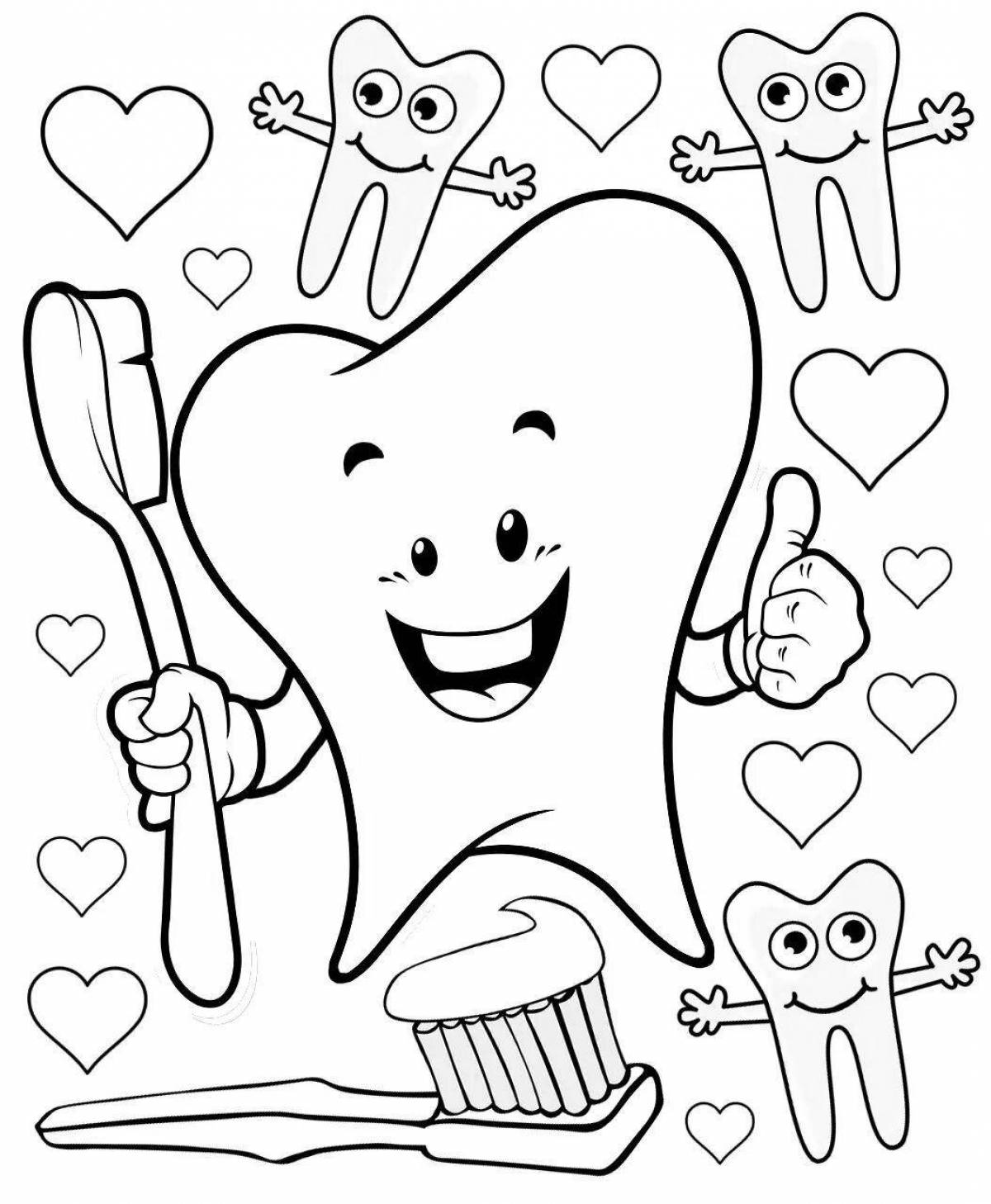 Playful fairy tooth coloring book for kids