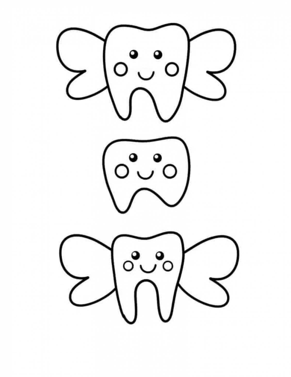 Развлекательная раскраска зуб феи для детей