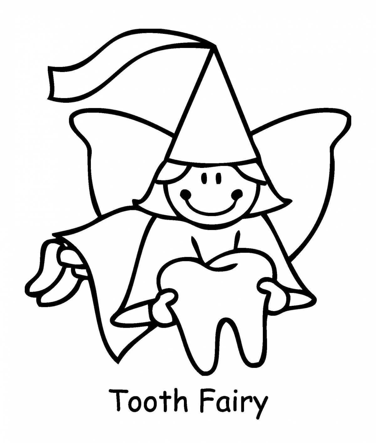 Attractive fairy tooth coloring book for kids