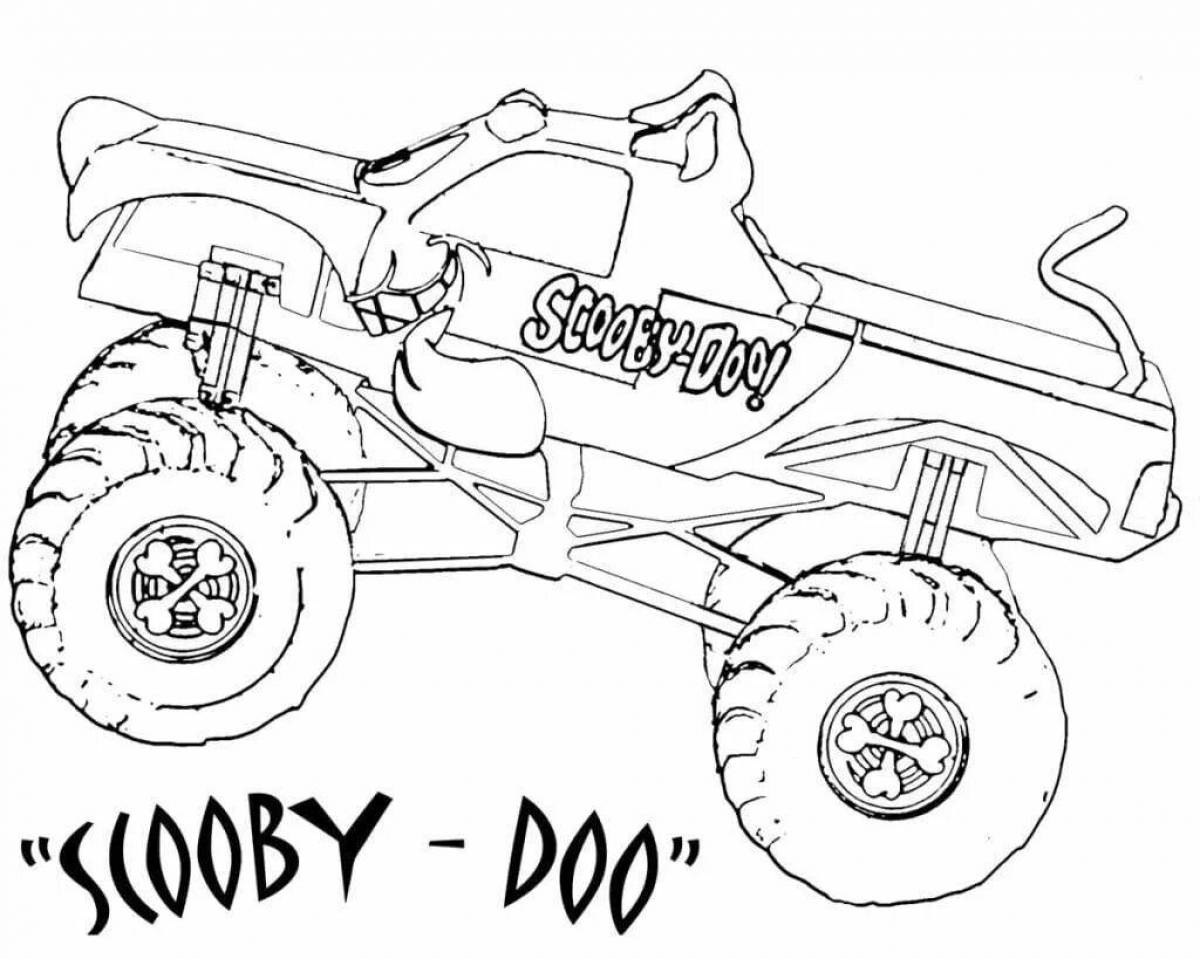 Vibrant monster truck coloring page for boys