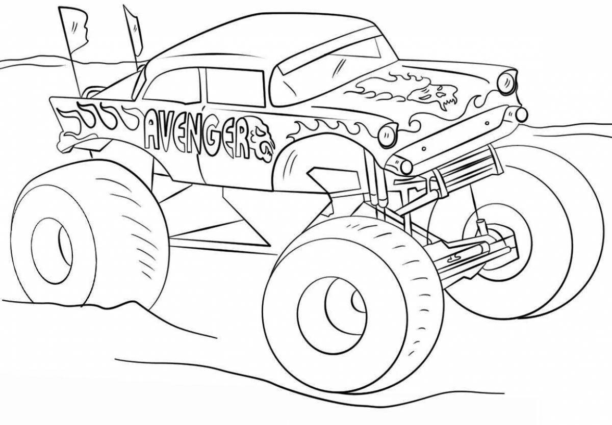 Coloring page powerful monster truck for boys