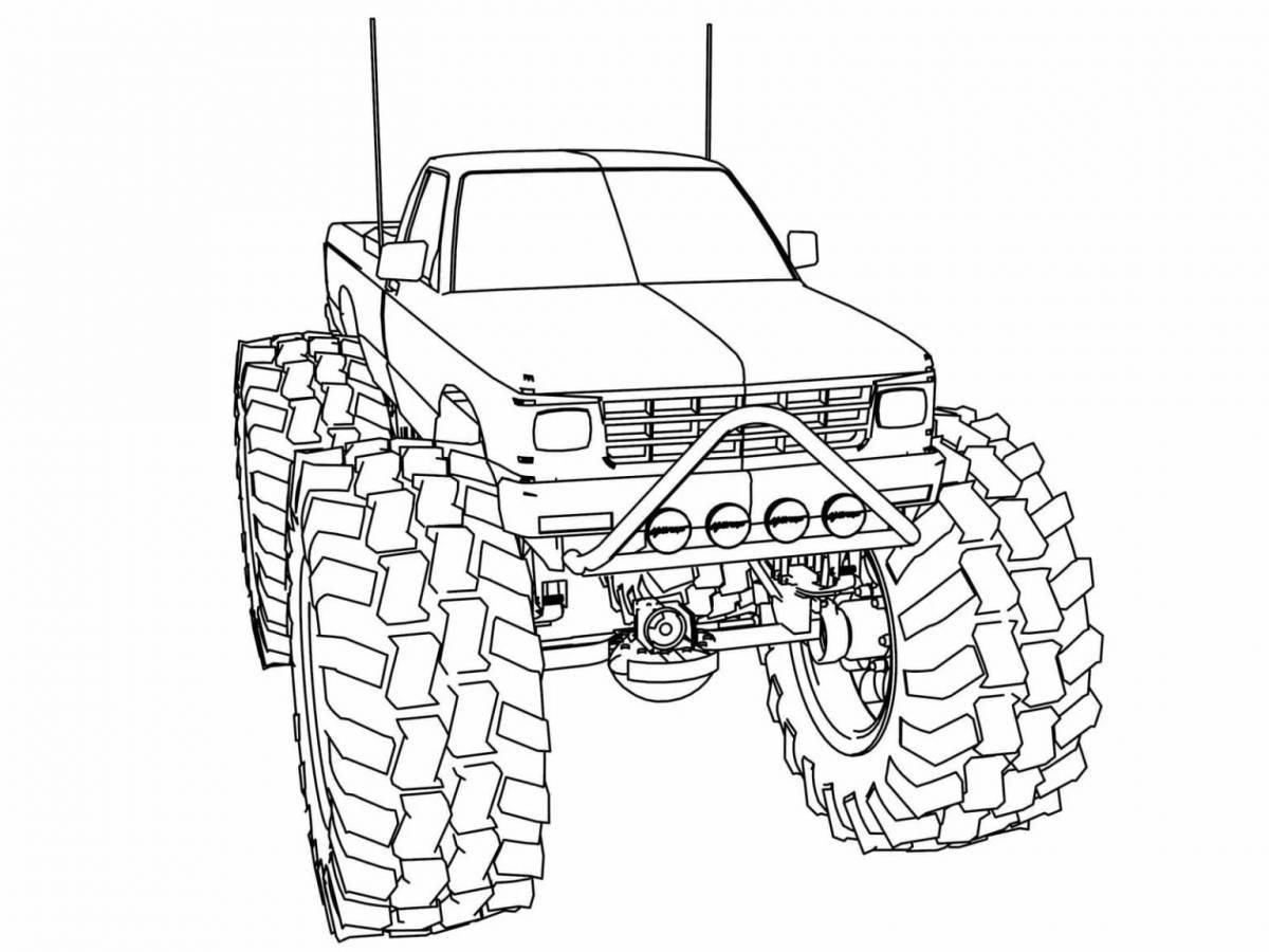 Shiny Monster Truck Coloring Page for Boys