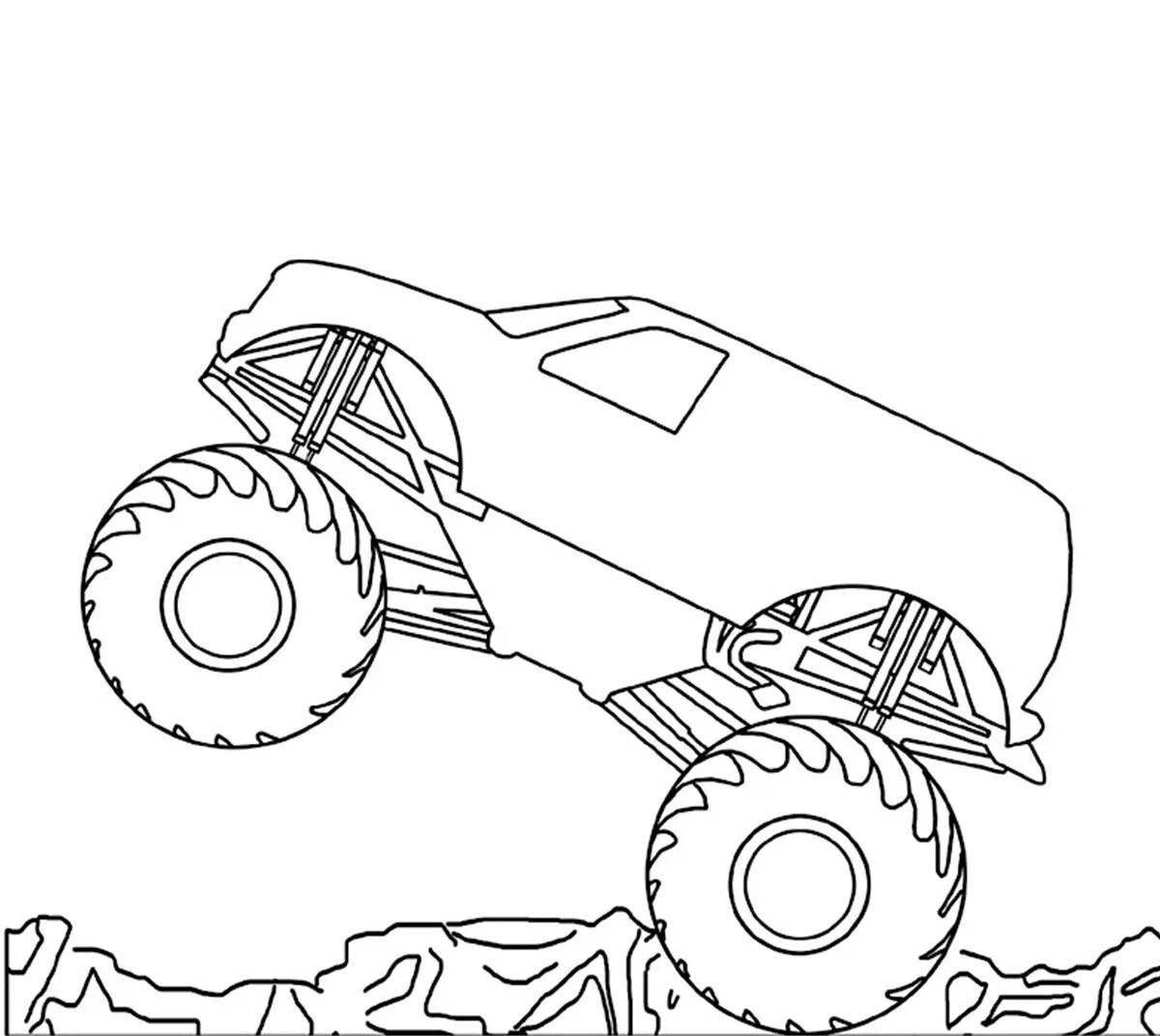 Coloring glitzy monster truck for boys