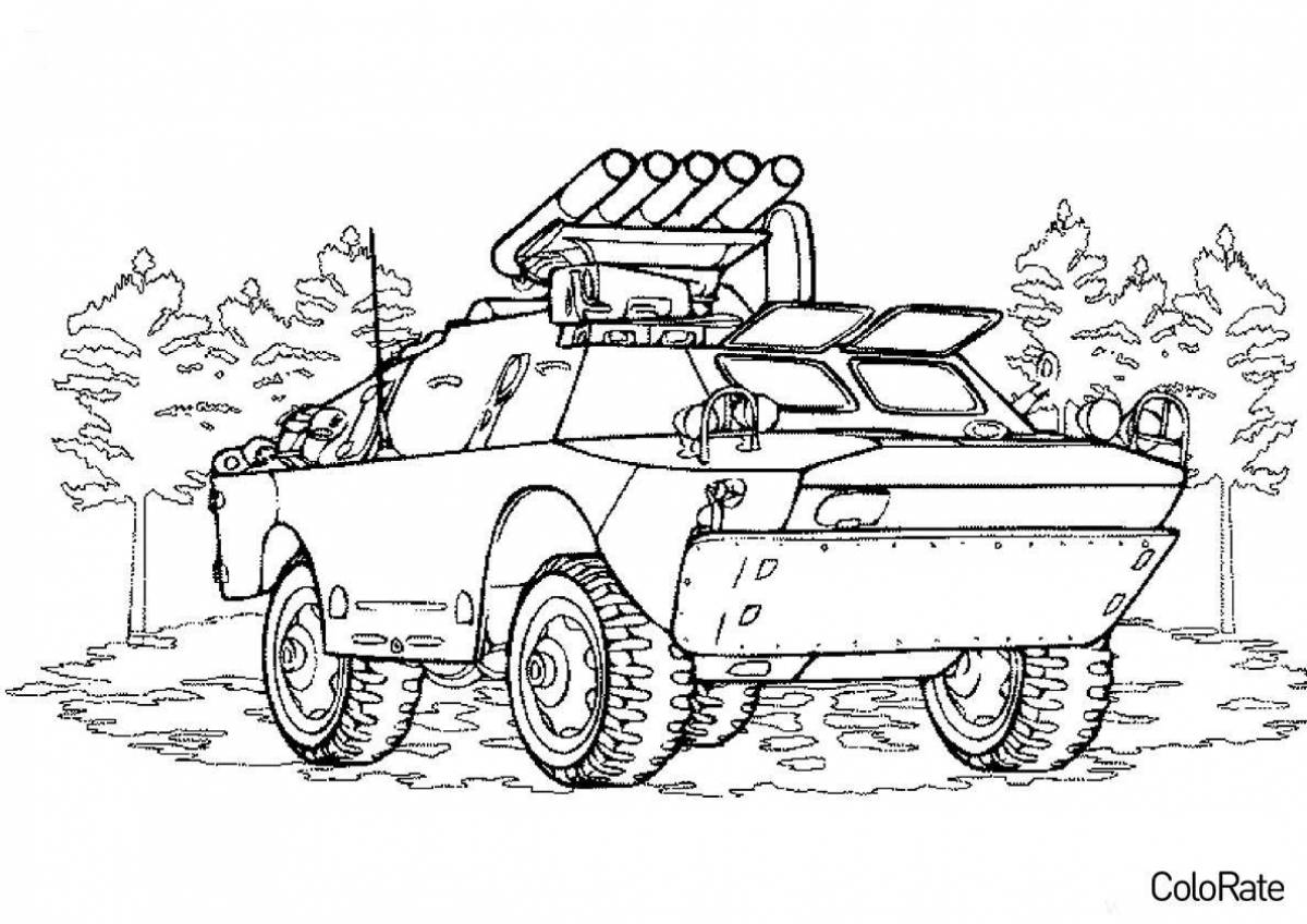 Adorable armored personnel carrier coloring book for kids