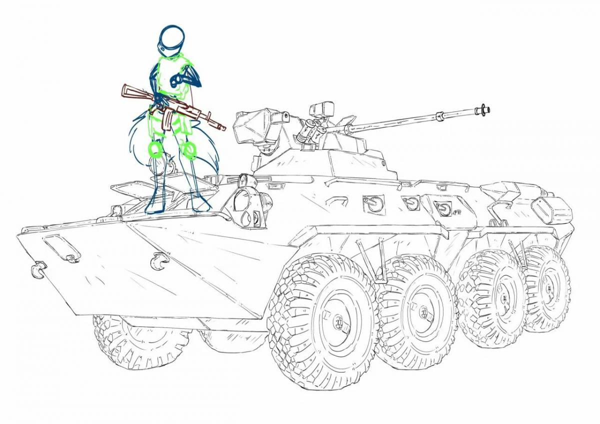 Invigorating armored personnel carrier coloring book for kids