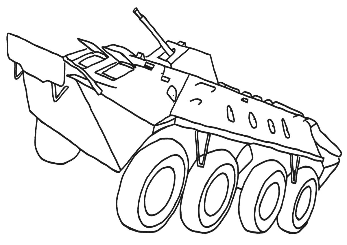 Intriguing armored personnel carrier coloring book for kids