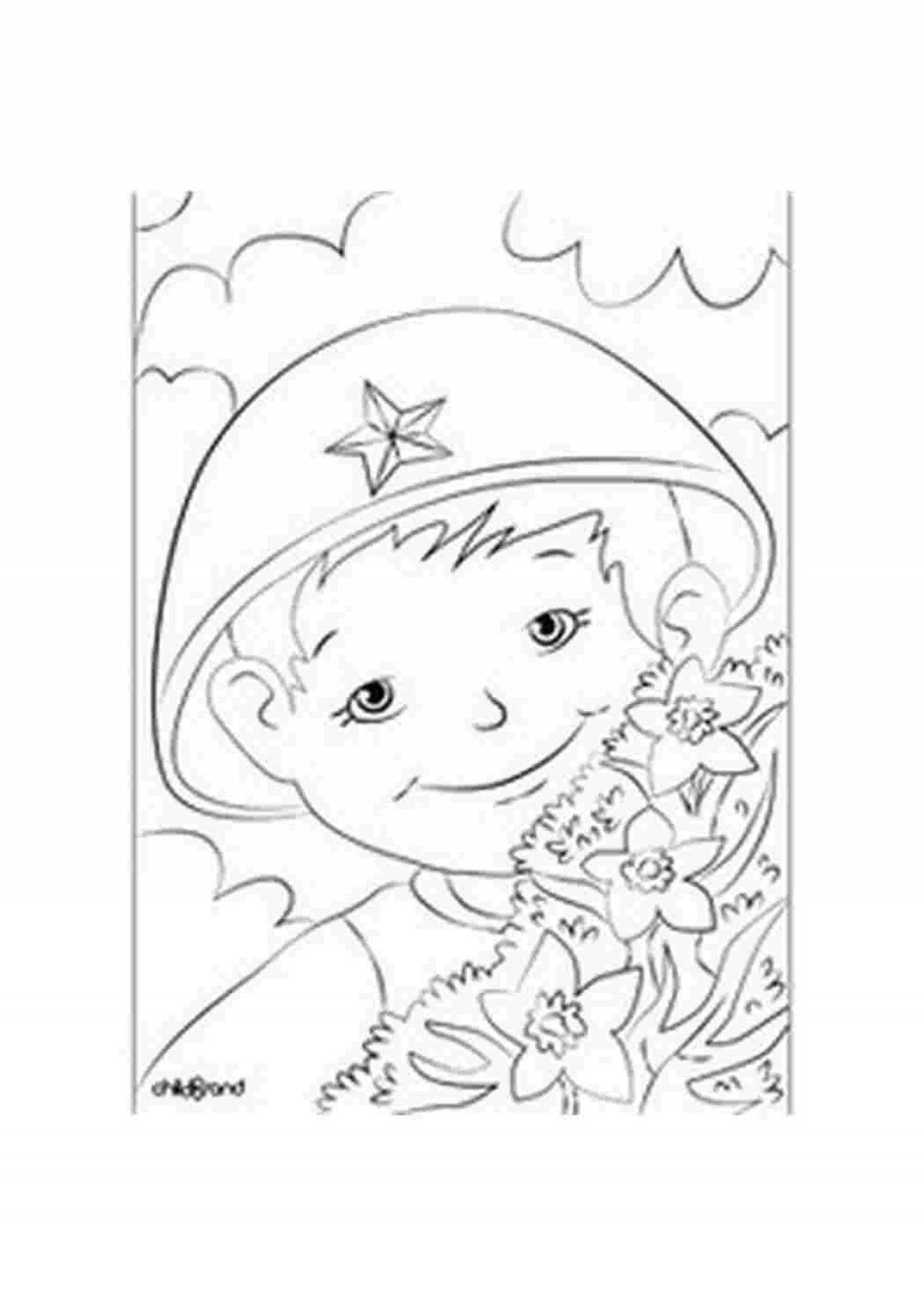 Animated patriotic schoolchildren coloring pages