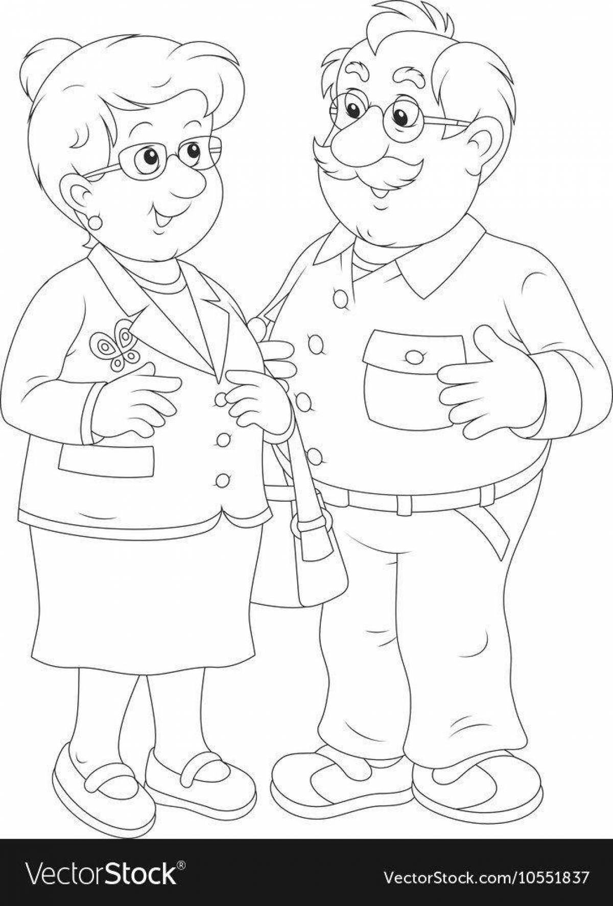 Smiling grandparents coloring pages for kids